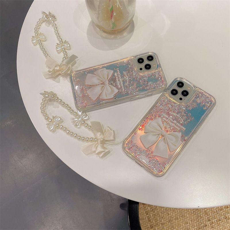 Quicksand Gradient Color Bow-knot With Wristband For iPhone Case - Most iPhone Case