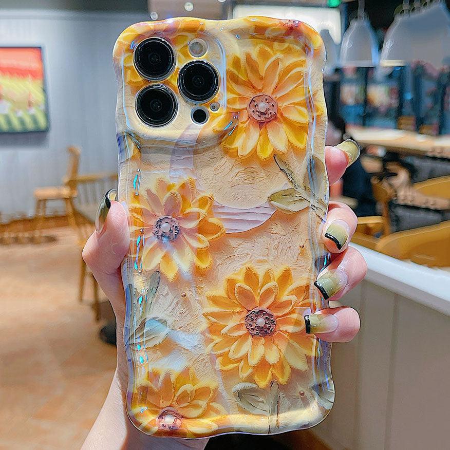 Oil Painting Daisy Flowers With Wristband For iPhone Case - Most iPhone Case