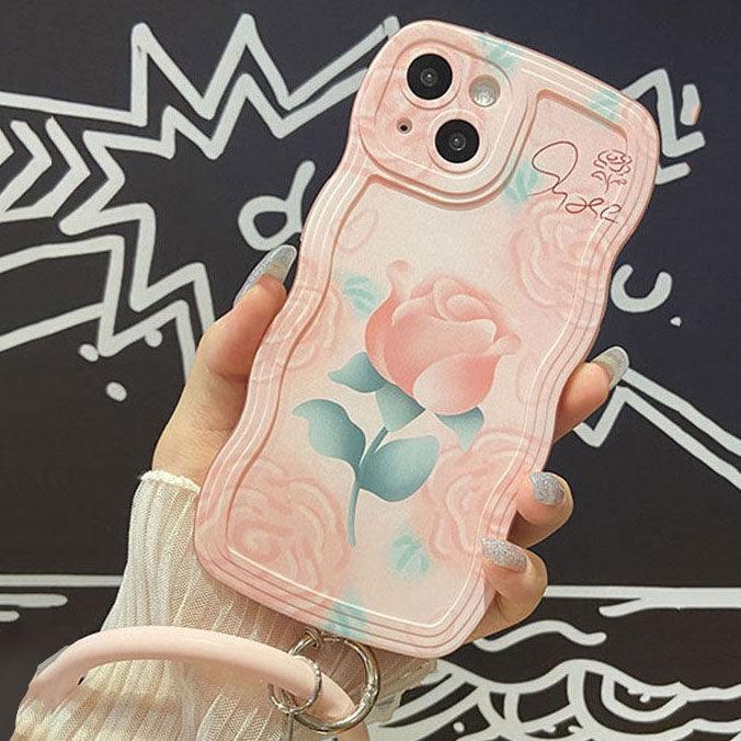 Oil Pink Rose With Wristband & Bracket For iPhone Case - Most iPhone Case