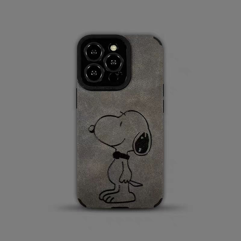 【Snoopy Dog】Stylish Suede Leather iPhone case