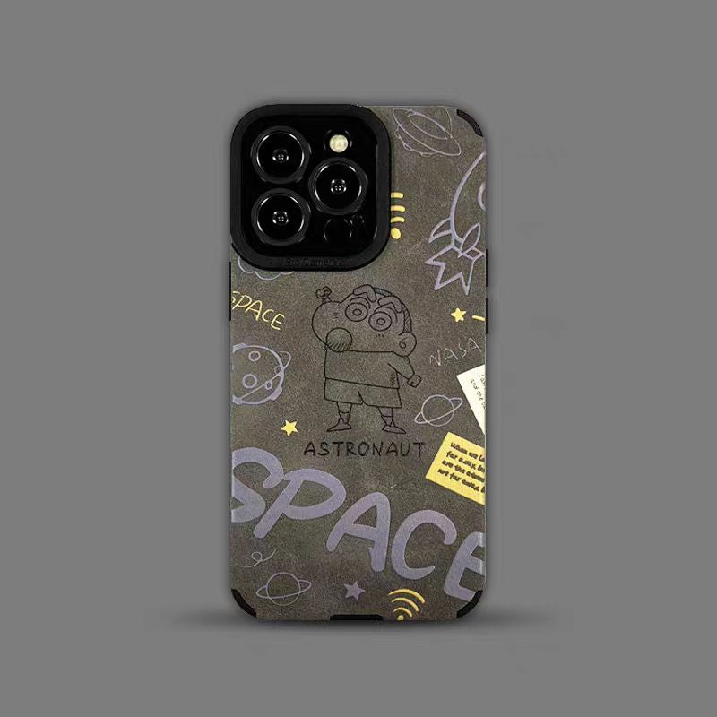 【Crayon Shin-chan】Stylish Suede Leather iPhone case