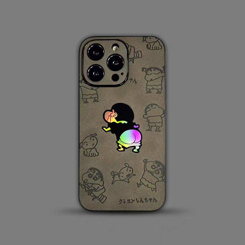 【Crayon Shin-chan】Stylish Suede Leather iPhone case