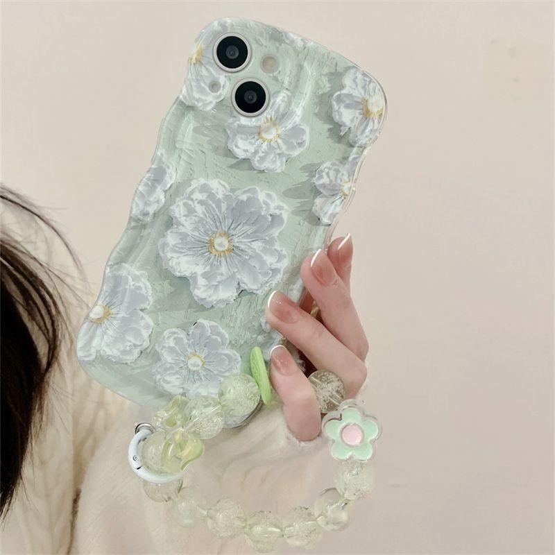 Oil Painting Flower With Bracket & Wristband For iPhone Case - Most iPhone Case