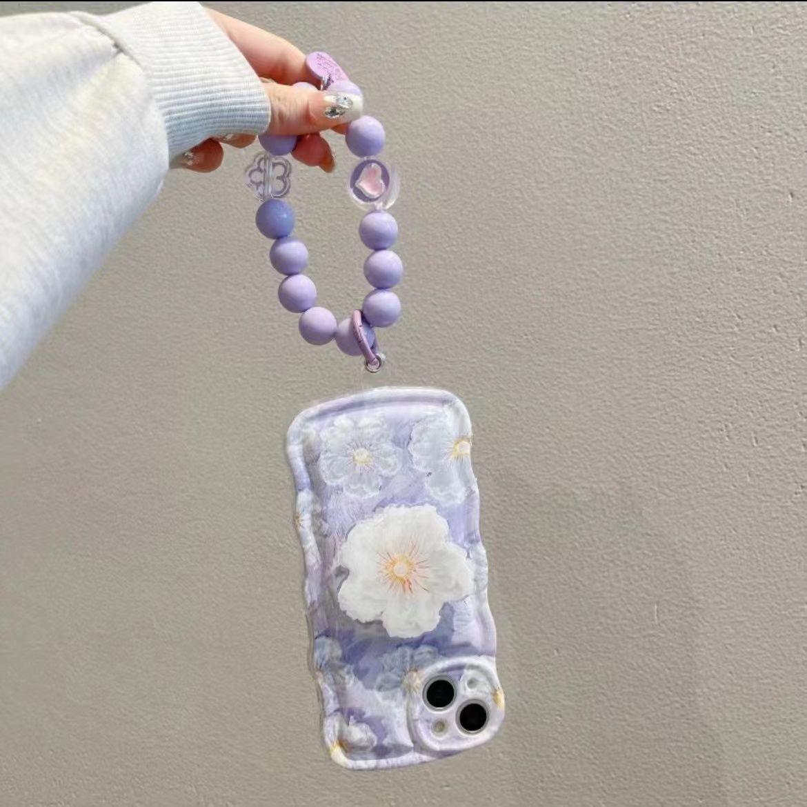 Oil Painting Flower With Bracket & Wristband For iPhone Case - Most iPhone Case