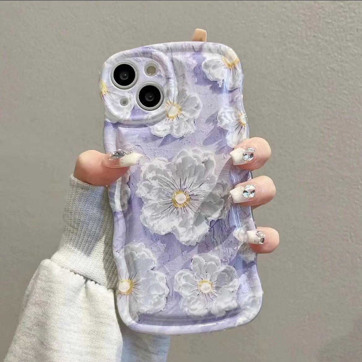 Oil Painting Flower With Bracket & Wristband For iPhone Case - Most iPhone Case