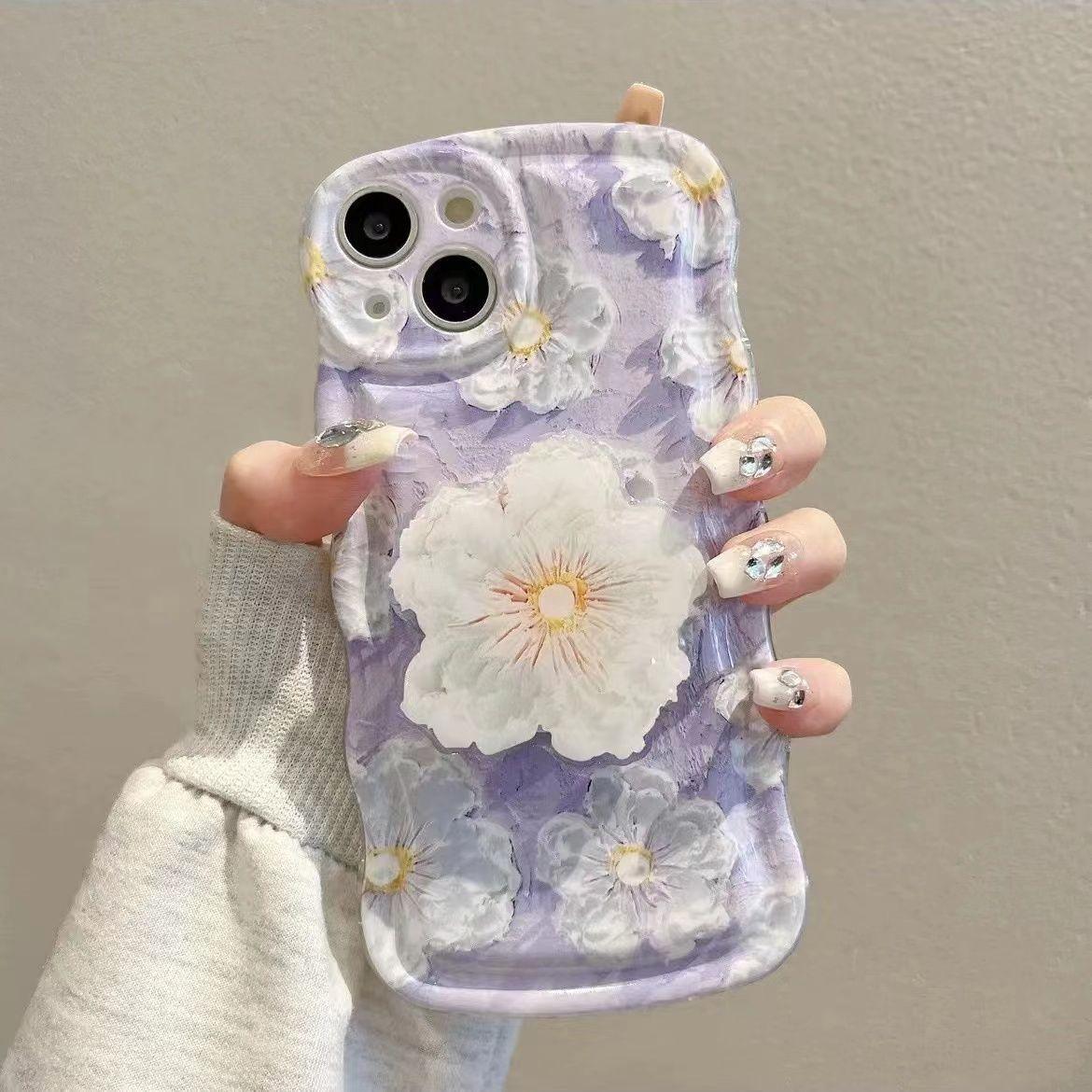 Oil Painting Flower With Bracket & Wristband For iPhone Case - Most iPhone Case