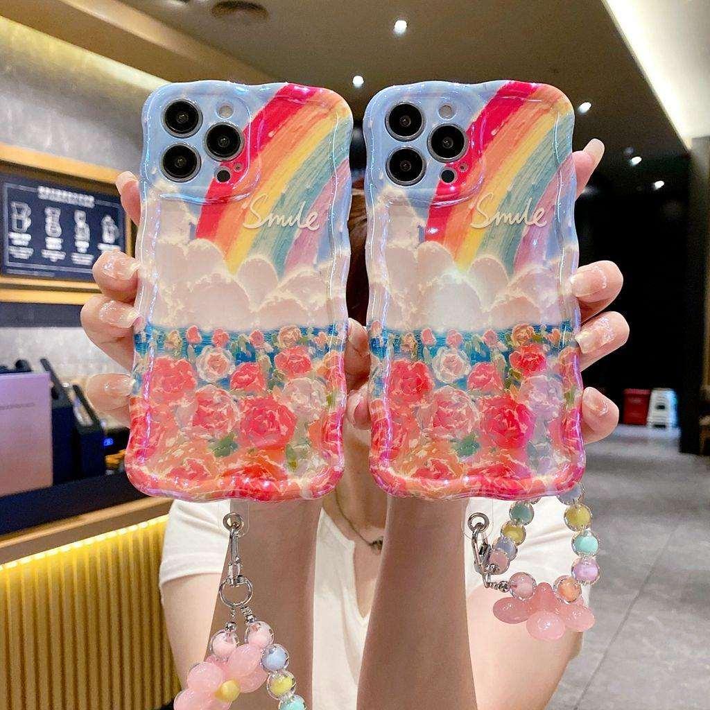 Rainbow Cloud Flower With Wristband For iPhone Case - Most iPhone Case