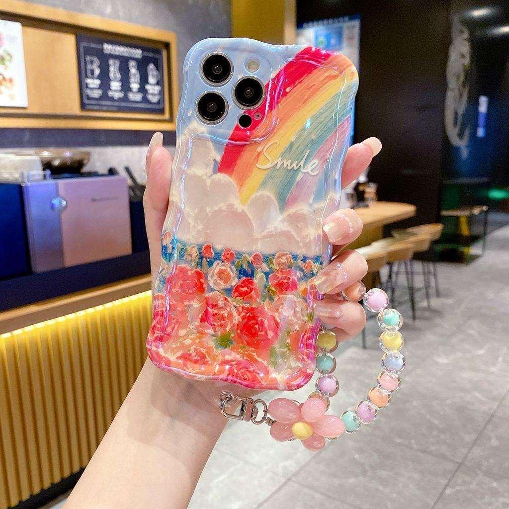 Rainbow Cloud Flower With Wristband For iPhone Case - Most iPhone Case