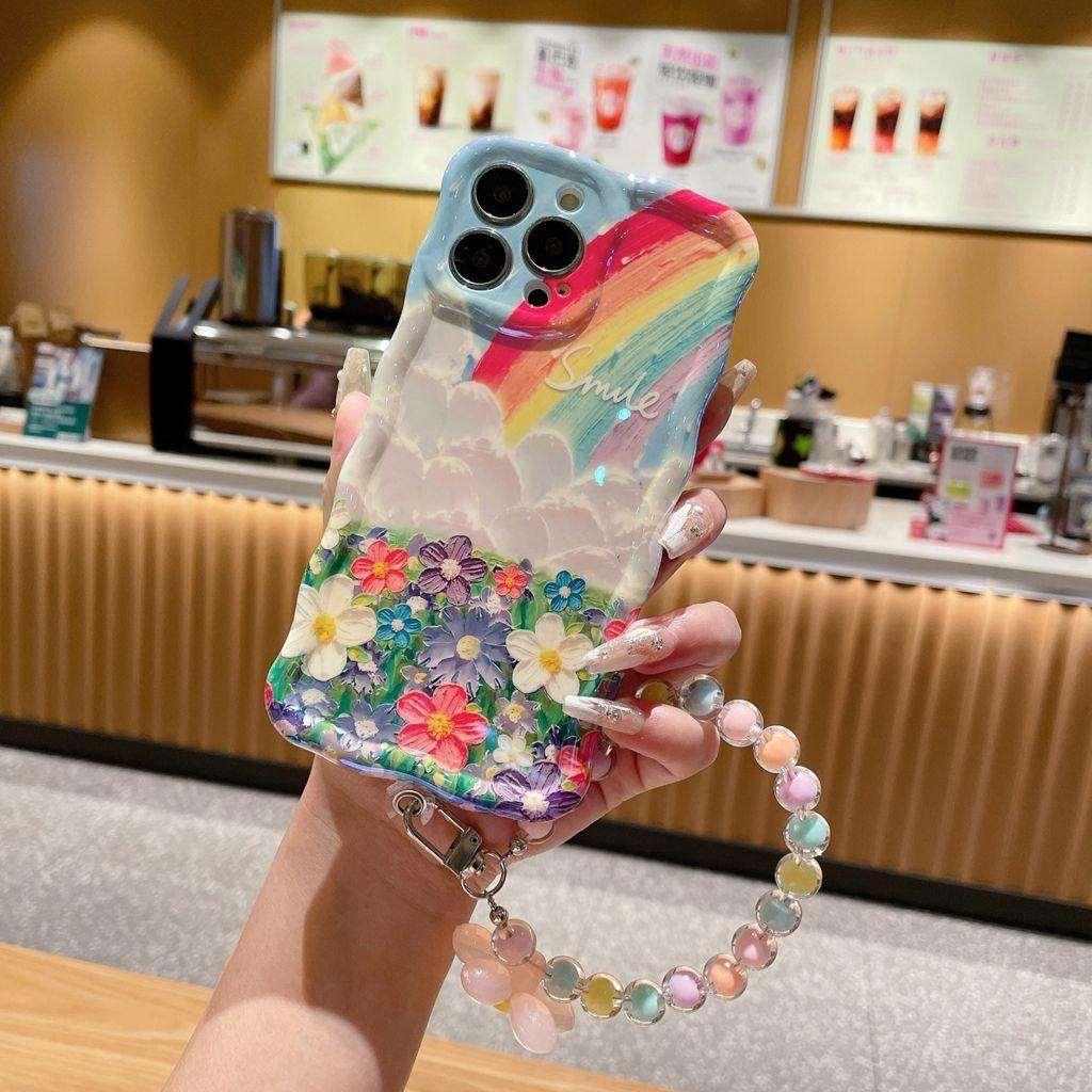 Rainbow Cloud Flower With Wristband For iPhone Case - Most iPhone Case