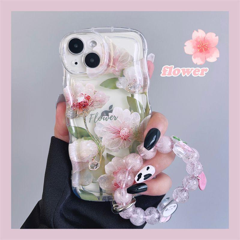 Fresh Pink Flowers With Wristband For iPhone Case - Most iPhone Case